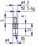 Contact point 573/48 HL-10, M2,5-6g/10/4/ L=10, Ø4 radius 6