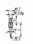 Touche 573/15-L10 - M2,5-6g/10/4,7/conique 15°/r=0,5/l=10