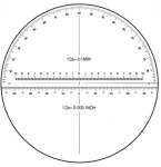 Réticule Ø 35 mm pour loupe, rapporteur/échelles combinées