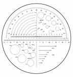 Schaal Ø 35 mm voor meetloep, horizontale schaal 25/0.1 mm