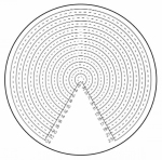 Schaal Ø 35 mm voor meetloep, concentrische cirkels Ø 2~24 m