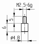 Contact point 573/10, M2,5-6g/6/4,8/flat Ø4,8 mm