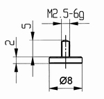 Contact point 573/11-8, M2,5-6g/2/8/flat Ø8 mm