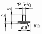 Contact point 573/12, M2,5-6g/2/10/convex Ø10 mm