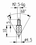 Contact point 573/13-60, M2,5-6g/10/4,5/pointed 60°