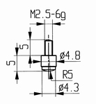 Touche 573/31H - M2,5-6g/5/4,3/touche convexe r=5 /carbure
