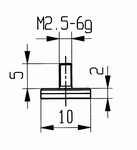 Contact point 573/11 H, M2,5-6g/2/10/flat Ø10 mm