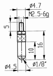 Contact point 573/16 R, M2,5-6g/16/4,7/ball Ø1/8"