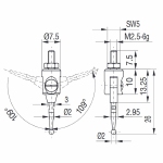 Contact point 573/33 HE, M2,5-6g/26/7,5/swivelling ball Ø2 m