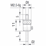 Tasterpunt 573/36 H - L25, M2,5-6g/36/2/ pin Ø2 mm