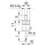 Tasterpunt 573/37-L20, M2,5-6g/31/8/round pin Ø2 mm