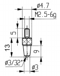 Touche 573/21-L13 - M2,5-6g/13/4,7/spherique Ø3/32''