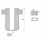 Pair of inserts for measuring external grooves, L=100 mm